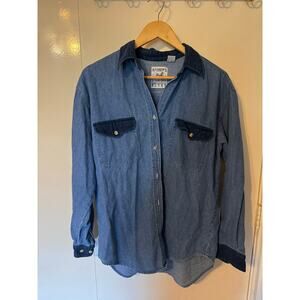 Andrew's Blues Vintage 90s Two Tone Colorblock Oversize Denim Button Down